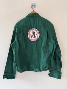 VINTAGE 60s Official Boy Scouts Jacket Red Cotton Sz Medium Green Talon Zipper - Picture 1 of 4