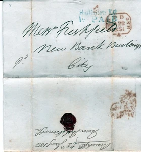 Postgeschichte. Vorstempel. London Lokalposts. 'Holborn EO/1d. BEZAHLT. 1851 - Bild 1 von 1