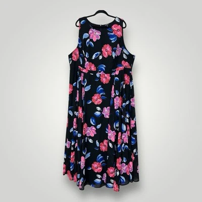 Maxi Vestido Torrido Estampado Floral Negro Georgette Mujer Talla 28 Sin Mangas Fluido Foto 1 de 4