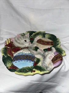 Plato de canapé de gatito de Navidad FITZ AND FLOYD de colección - Imagen 1 de 4