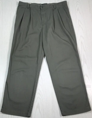 Винтажные плиссированные брюки Dockers Chino 38x30 оливковый хлопок опрятный бизнес Y2K - Изображение 1 из 4