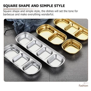  2 pz piatti multi-griglia in acciaio inox piatti quadrati piatti di condimento - Foto 1 di 12