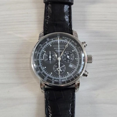 Reloj de cuarzo Zeppelin 100 años aniversario esfera negra hecho en Alemania Foto 1 de 2