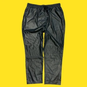 V BY VERY Elasticated Waist Drawstring Faux Leather Trousers in Black, UK 20 - Picture 1 of 4