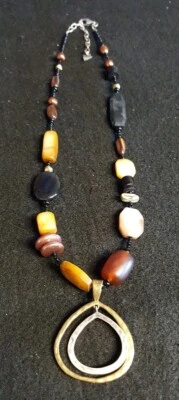 NEW Silpada Sterling Silver Multi Shell Horn Brass Double Teardrop Necklace  - Image 1 of 4