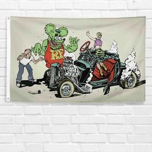 Rat Fink Flag 3x5 ft Matco Cloth Hot Rod Ford Chevy Mustang Mopar Banner - Picture 1 of 12