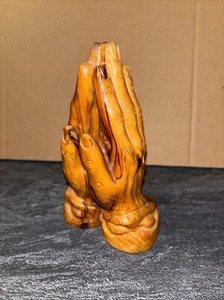 Olive Wood Praying Hands Jerusalem Israel Religious Statue Catholic Unique #E - Picture 1 of 19