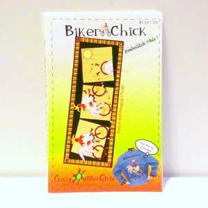 BIKER CHICK Applique Wall Quilt Pattern by Crazy Quilter Girls- Sized 17" x 46" - Picture 1 of 3