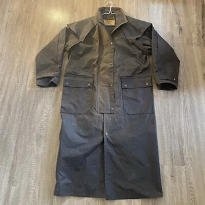 RM Williams Duster Oilskin Waxed Cotton Canvas Long Coat Chore Jacket Size 2 - Bild 1 von 18