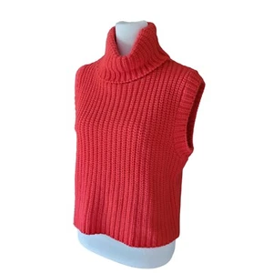 Coolwear USA Women's Large Turtleneck Sleeveless Sweater NWT Chunky Cable Knit - Picture 1 of 10