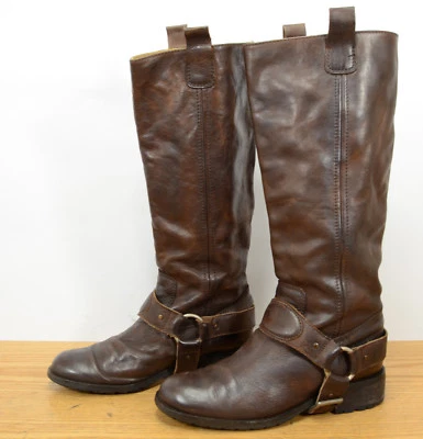 10022-SHOES Saks Fifth Avenue Италии женщин Sz 37,5 конный кожаные ботинки - Изображение 1 из 4