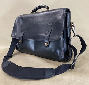 Vintage Schlesinger Black Full Grain Cowhide 17” Briefcase Handcrafted In USA - Picture 1 of 11