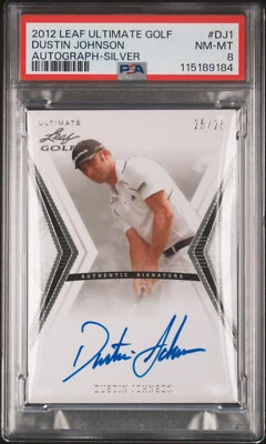 2012 Leaf Ultimate Silver Rookie Autograph Dustin Johnson /25 Auto PSA 8 POP 1 - Image 1 of 3