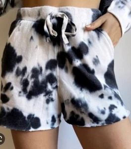 Free People Kelly Shorts Womens Medium Drawstring Fleece Lounge Tie Dye C1 - Picture 1 of 6