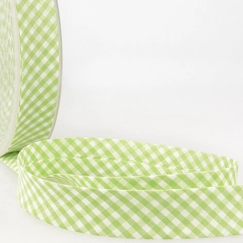 Stephanoise 30mm Gingham Bias Binding Tape Anise Green - per metre