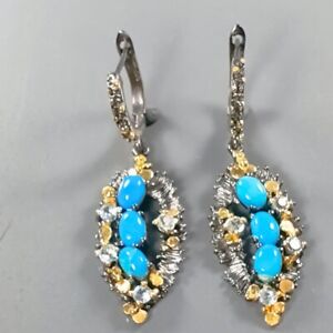 Handmade jewellery Turquoise Earrings Silver 925 Sterling   /E73907