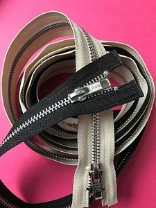 60 INCH / 152 CM. GENUINE YKK #5 METAL OPEN-END ZIPS - BLACK & BEIGE - Picture 1 of 7