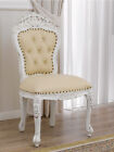 Chaise Allison style Shabby Chic blanc vieilli similicuir champagne boutons C...