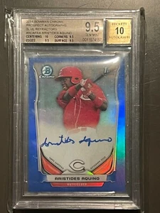 Aristides Aquino Bowman 2014 cromo refractor azul automático/150 grado BGS 9,5 - Imagen 1 de 2