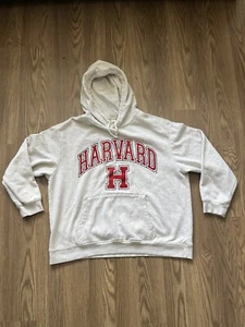 Harvard University Hoodie Sweatshirt Gray L Hooded H&M Crimson - Picture 1 of 9
