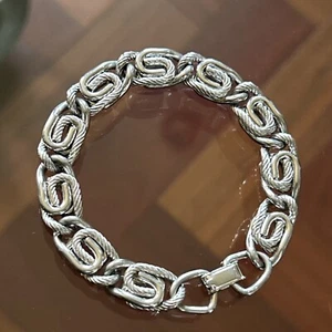 Vintage Coro byzantinische Kette silberfarbenes Armband 7,5" lang x 0,45 breit - Bild 1 von 6