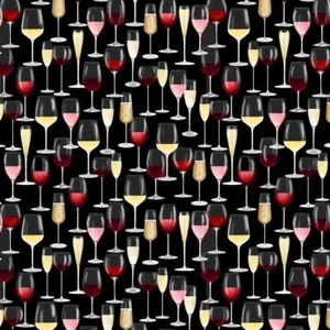 Tessuto vino BTY, bicchieri di vino pregiati, cotone CD1932, cotone BTY, TheFabricEdge - Foto 1 di 1