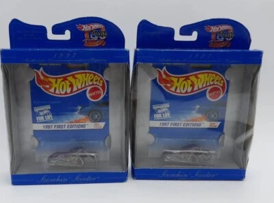 Lot (2) Hot Wheels Boxed  Anniversary Replica 1997 Scorchin' Scooter - Image 1 of 4