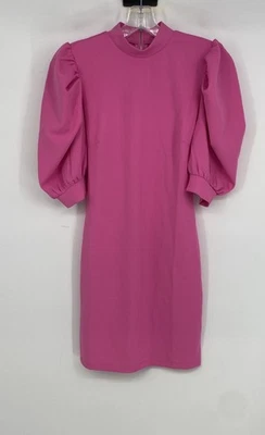 Forever 21 Womens Pink Puffed Sleeves Mock Neck Shift Dress Size Small - Image 1 of 4
