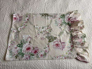 Vtg Springmaid Standard Size Pillowcase Ruffle Cottage Roses - Picture 1 of 9