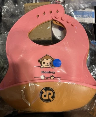 Macaco à prova de bagunça silicone bebê pegar todos os babadores 2 peças - Imagem 1 de 3