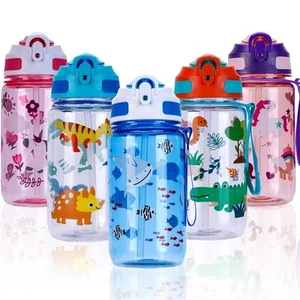 600ml Leakproof Water Bottle With Straw Sport Bottles Drinks Water Cup for Kids - Picture 1 of 7