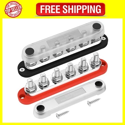 DaierTek 300A Bus Bar 12V Marine 12V Power Distribution Block with Cover 6 x 3/8 - Image 1 of 4