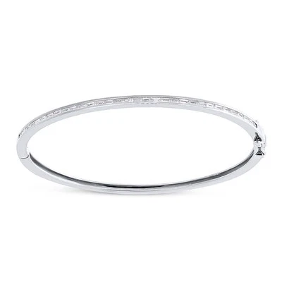 0.60ct Baguette Cut Diamond Bangle Bracelet in 14K White Gold - Image 1 of 2