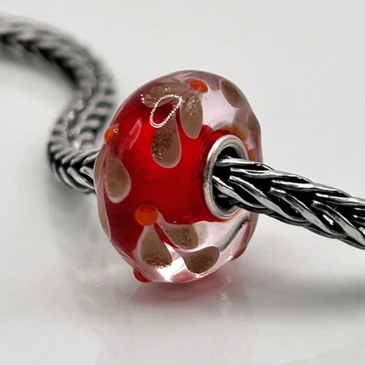 TROLLBEADS Helechos Flor Brillo Rojo y Dorado Único LAA 925S ¡NUEVO! Invierno Navidad Foto 1 de 4