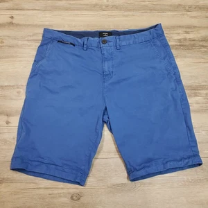 Superdry Studios Shorts Mens 34W Blue Chino Flat Front Casual Summer M7110406A - Picture 1 of 11