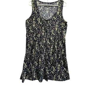 Toad & Co Women Dress Dark Floral Midi Manzana Tiered L Sundress Organic Cotton - Picture 1 of 13