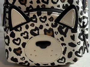 Betsey Johnson Black And White Cat Leopard Heart Mini Backpack Crossbody Bag New - Picture 1 of 16