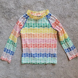 Boden Mini Boden Girls Swim Rash Guard UPF 40 Rainbow Pineapples Size 5-6 Years - Picture 1 of 8