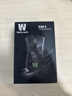 WOLFLAWS KM-1 RGB WIRED GAMING MOUSE 8 BUTTONS HONEYCOMB DESIGN NEW IN BOX - Image 1 of 2