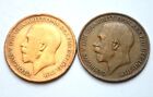 Great Britain Uk One Penny 1916-1920 Old Coins Lot
