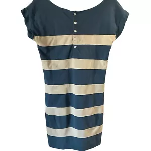 J. Crew Dress Womens Size XS Blue Ivory Striped Shift Short Sleeve - Picture 1 of 6