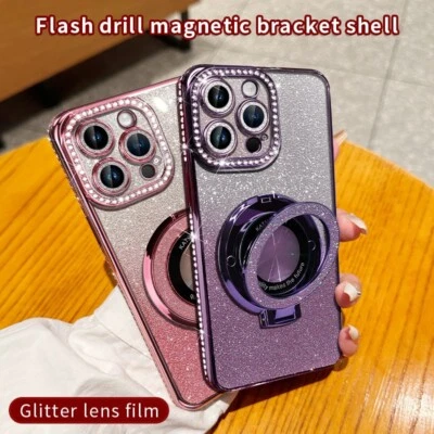 For Samsung S24 S25 A06 A25 A55 A56 Magnetic Diamond Bracket Case Cover Holder - Image 1 of 4