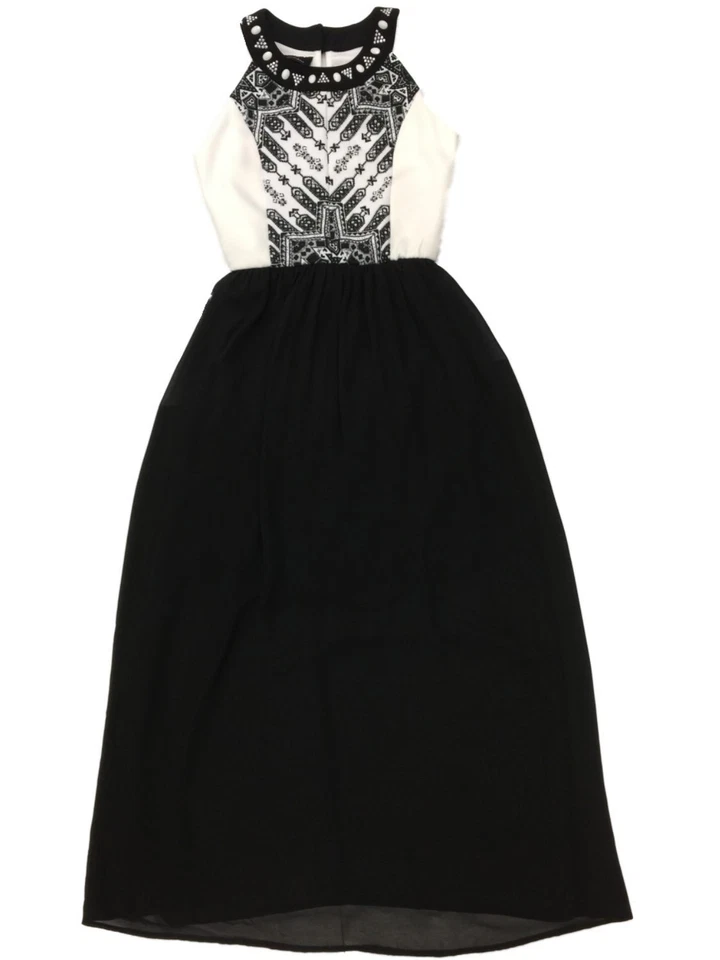 Niñas Blanco y Negro Tribal Tul Camiseta sin Mangas Formal Fiesta Flor Niña Vestido Foto 1 de 1