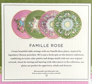 Williams Sonoma Famille Rose Appetizer Plates PINK & GREEN Bunny 6.5" S/4 Easter - Picture 1 of 2