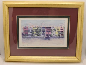 Jeanie Drucker "Rainbow Row" Charleston SC Framed Art Print City Architecture - Picture 1 of 9