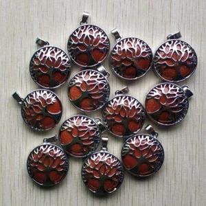 20pcs Wholesale Gold Sand Stone Alloy Tree of Life Pendants Jewelry Making DIY - Picture 1 of 6
