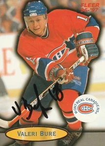 Valeri Bure signed 1996-97 Fleer card Montreal Canadiens autograph Flames BENT - Picture 1 of 1