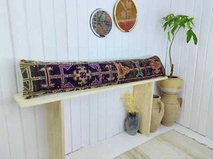 LONG BOLSTER PILLOW TURKISH RUG PILLOW LONG BED PILLOW LONG LUMBAR PILLOW DECOR - Picture 1 of 12