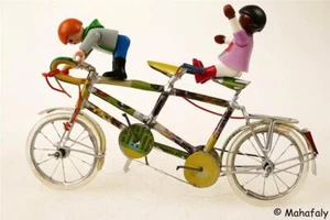 Modelo de chapa bicicleta tándem15 cm bicicleta modelo reciclaje tinbike tintoy - Imagen 1 de 6
