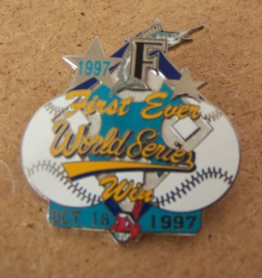 Indians, Marllns pin 1997 1st Ever World Series Win #95/1000 Cleveland c44442 - Image 1 of 4